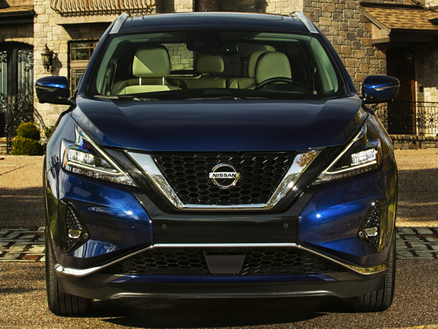 Front view of a blue, 2024 Nissan Murano parked in front of a home. | Nissan dealer in Altoona, PA | Courtesy Nissan PA