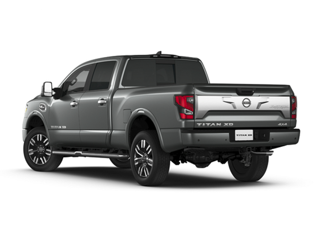 Rear profile view of a gray 2024 Nissan Titan XD | Nissan dealer in Altoona, PA | Courtesy Nissan PA